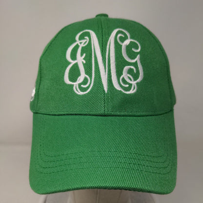 Monogram Strapback Hat Green One Size Adjustable Embroidered 6 Panel