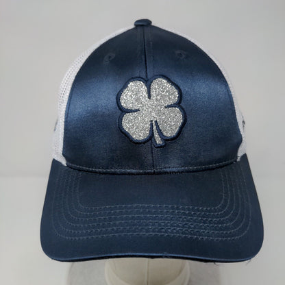 Live Lucky Slideback Trucker Hat Blue OSFA Adjustable Mesh Back Black Clover