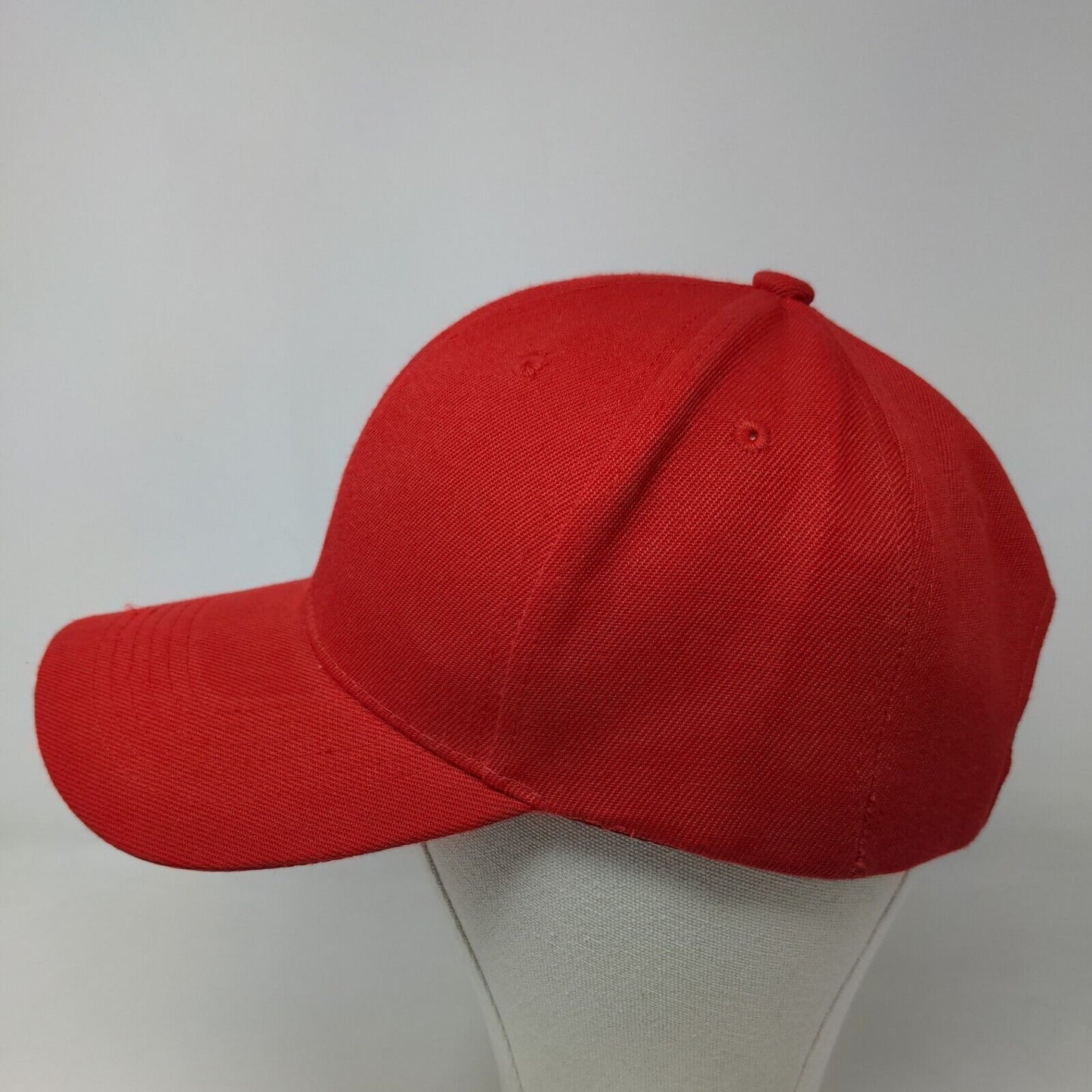 Unbranded Men's Strapback Hat Red Blank Acrylic Wool Blend Adjustable