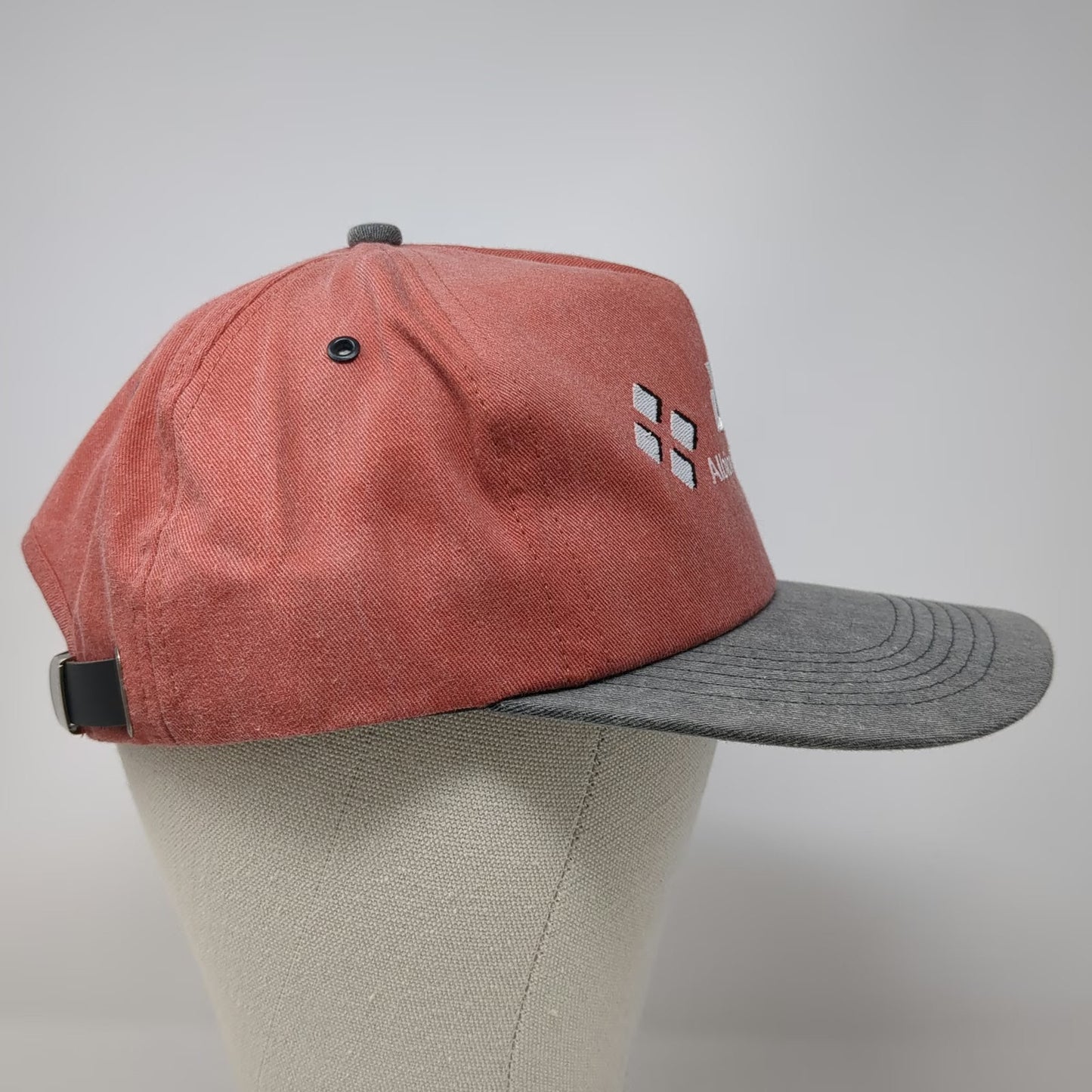 K-Products 5 Panel Red Gray Albion Telephone Co Slideback USA Made hat Vintage