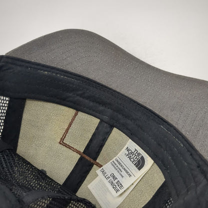 The North Face Trucker Hat Gray One Size Brown Logo Patch Mesh Back Snapback