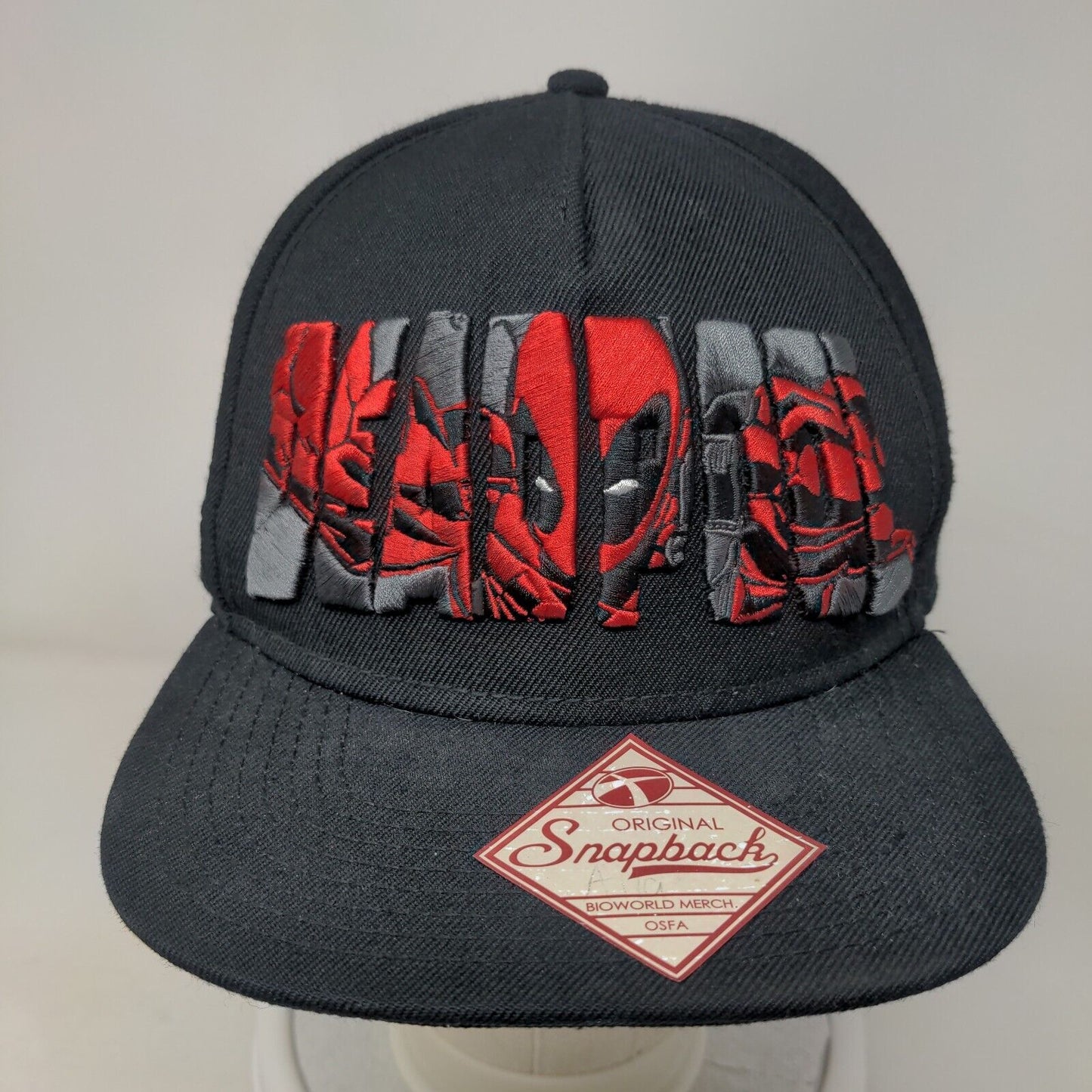Deadpool Snapback Hat Black OSFM Adjustable Embroidered 6 Panel Marvel