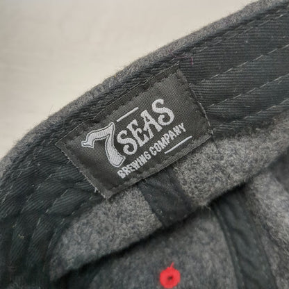 7 Seas Brewing Company Baseball Cap Gray Red One Size Leather Slideback Hat