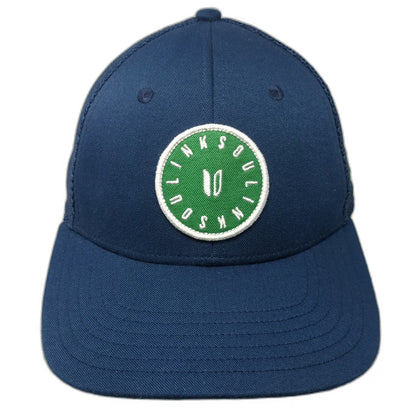 Linksoul Trucker Hat Blue One Size Mesh Snapback Green Underbrim Young Life