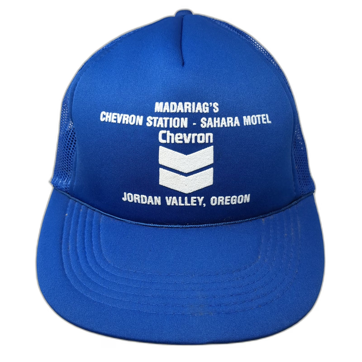 Chevron Trucker Hat Blue One Size Sahara Motel Jordan Valley Oregon Snapback