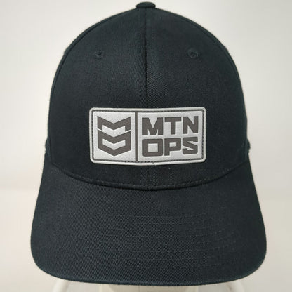 MTN OPS Baseball Cap Black M Flexfit Gray Patch Stretch Fit Performance Gear Hat