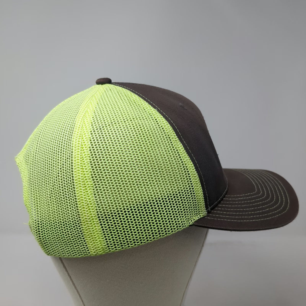 Fahrenheit Trucker Hat Brown Green One Size American Flag Shamrock Mesh Snapback