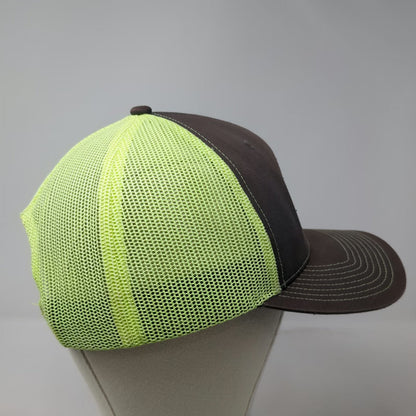 Fahrenheit Trucker Hat Brown Green One Size American Flag Shamrock Mesh Snapback