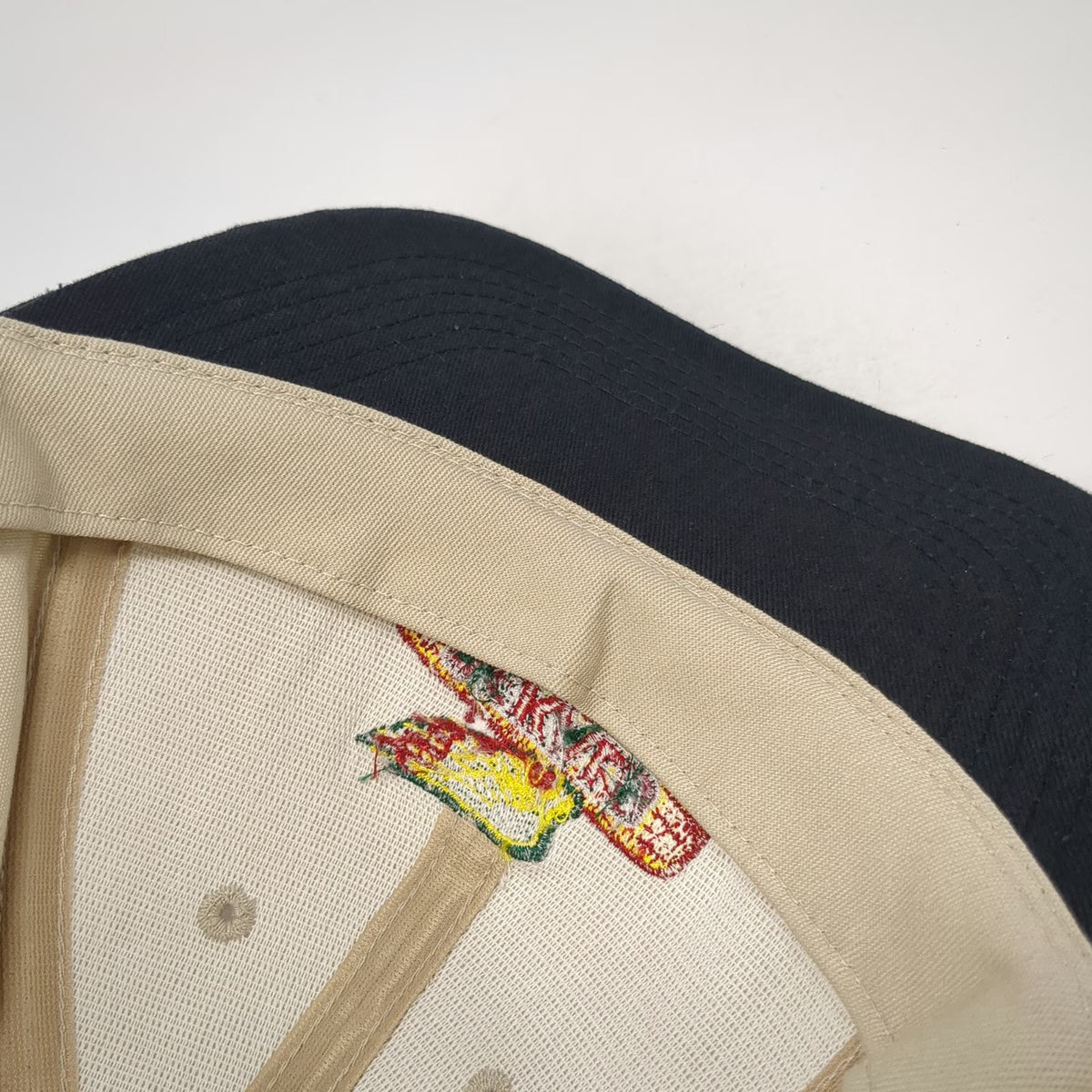 K-Products Snapback Hat Beige Black One Size DEKALB Seed Winged Corn Logo Cap