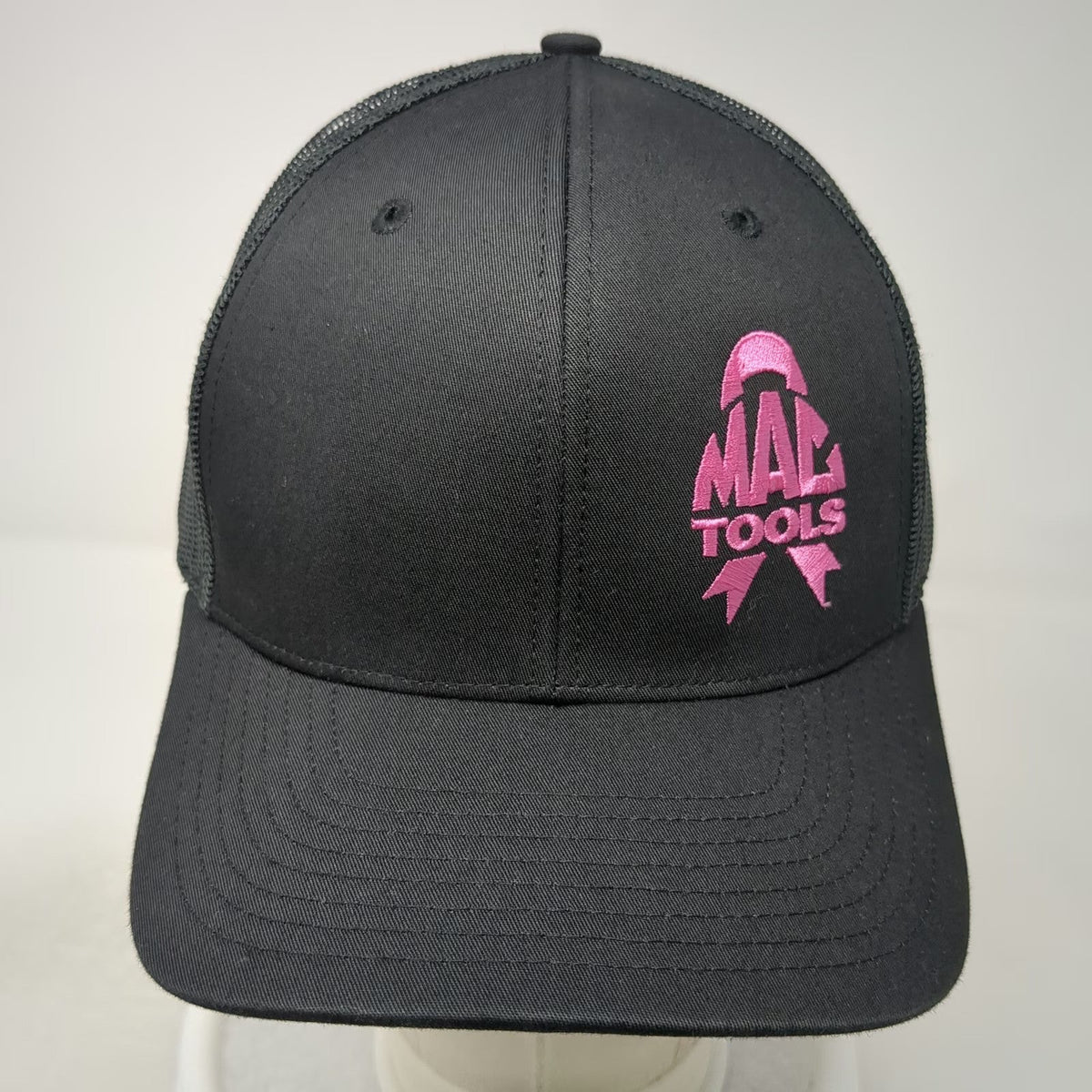 Richardson Trucker Hat Black One Size Mac Tools Pink Ribbon Mesh Snapback