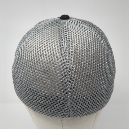 Century Link Fitted Trucker Hat Black S/M Vented Holes 6 Panel Mesh Back