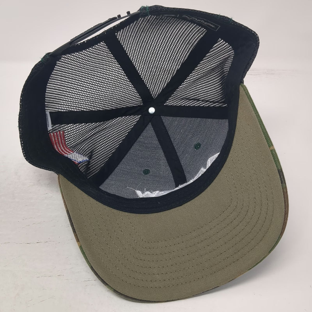 Richardson Trucker Hat Green Camo USA Flag One Size Arrow Logistics Snapback