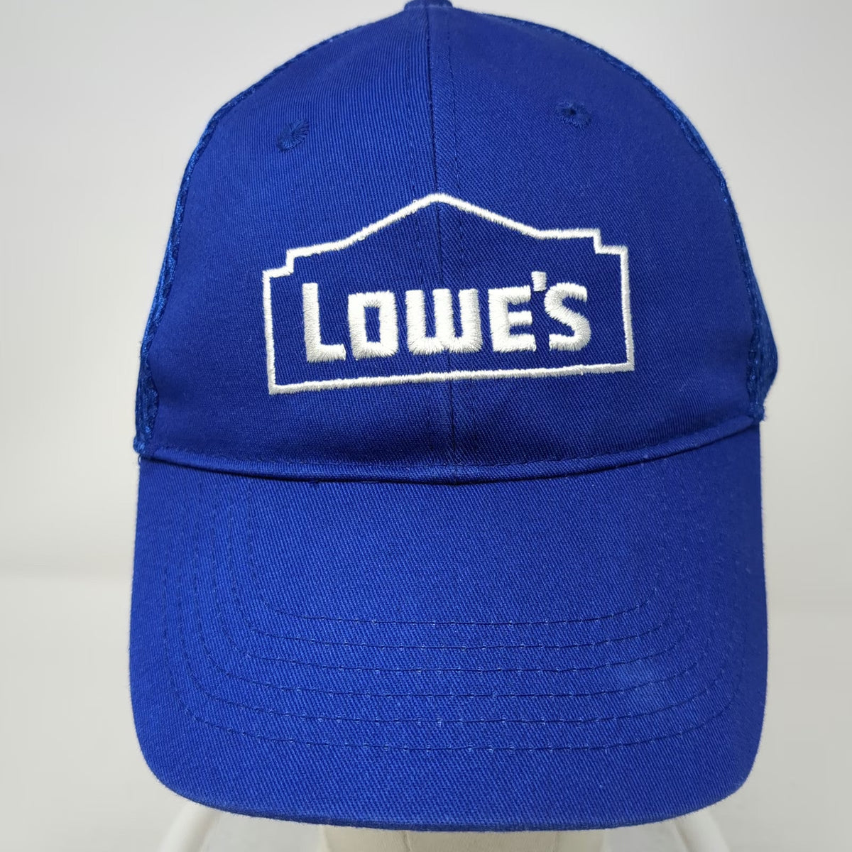 Lowe's Baseball Cap Blue White One Size Mesh Back Strapback Embroidered Logo Hat
