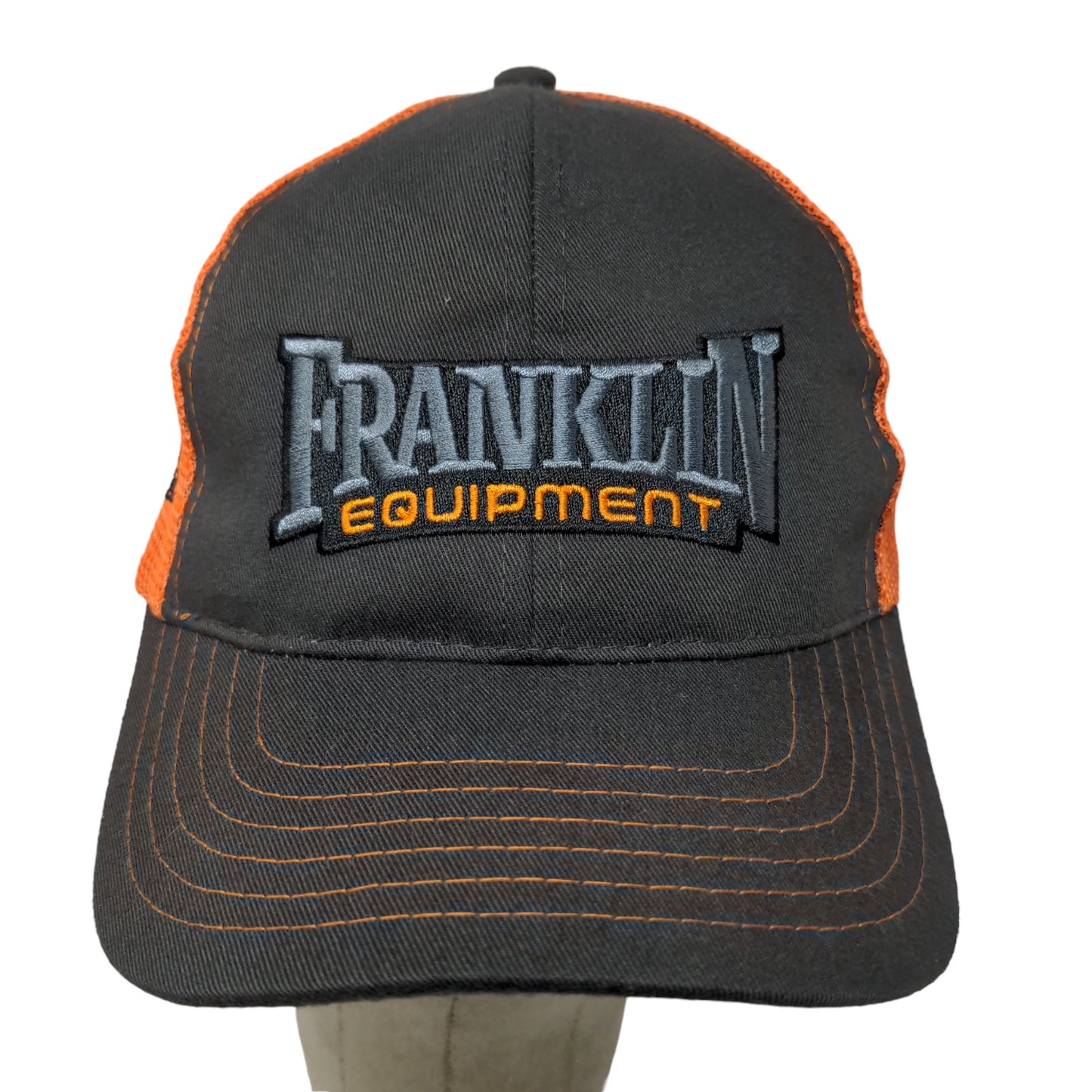 Franklin Equipment Mens Snapback Mesh Back Hat Gray Orange Size OSFM Embroidered
