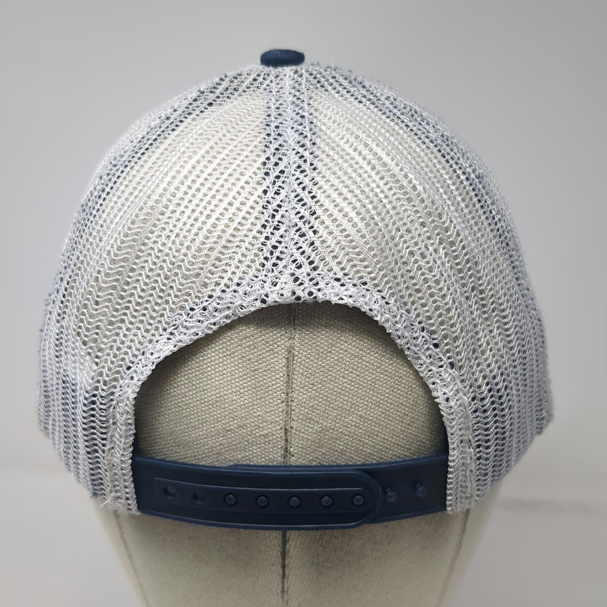 Alta Trucker Hat Blue One Size Mesh Snapback Mountain Logo Stripes Cotton Poly