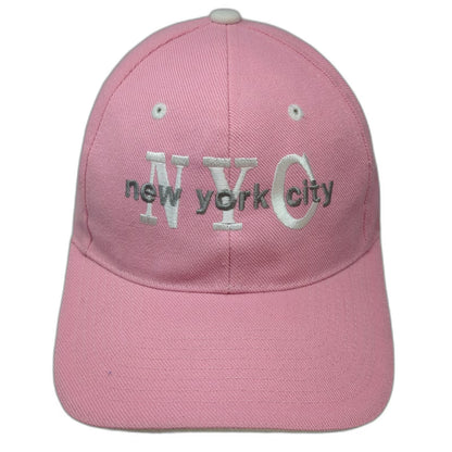 NYC New York City Pink One Size Baseball Cap Hat Strapback Acrylic White Accent