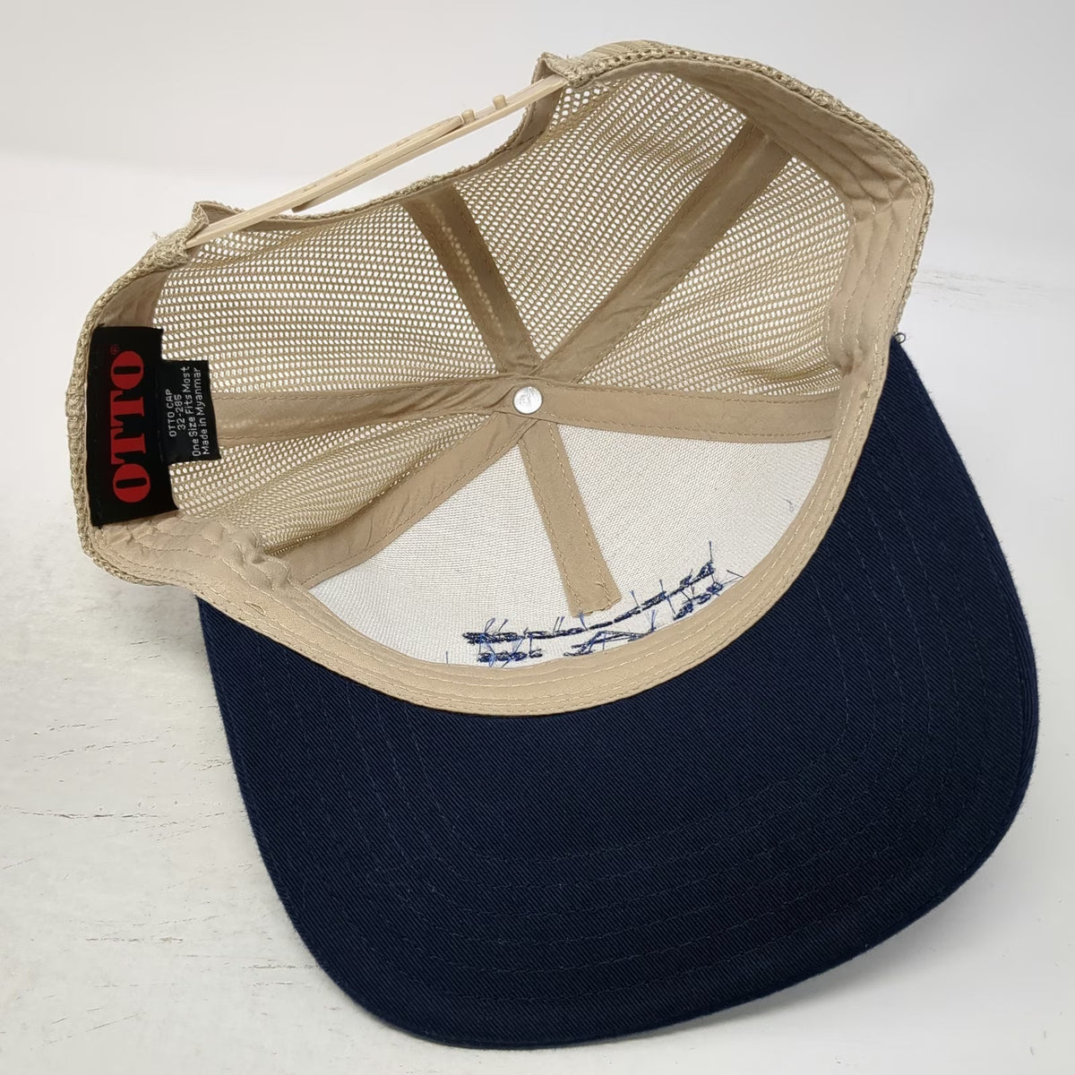 OTTO Trucker Hat Beige Blue One Size Alexander Cowboy Association Mesh Snapback