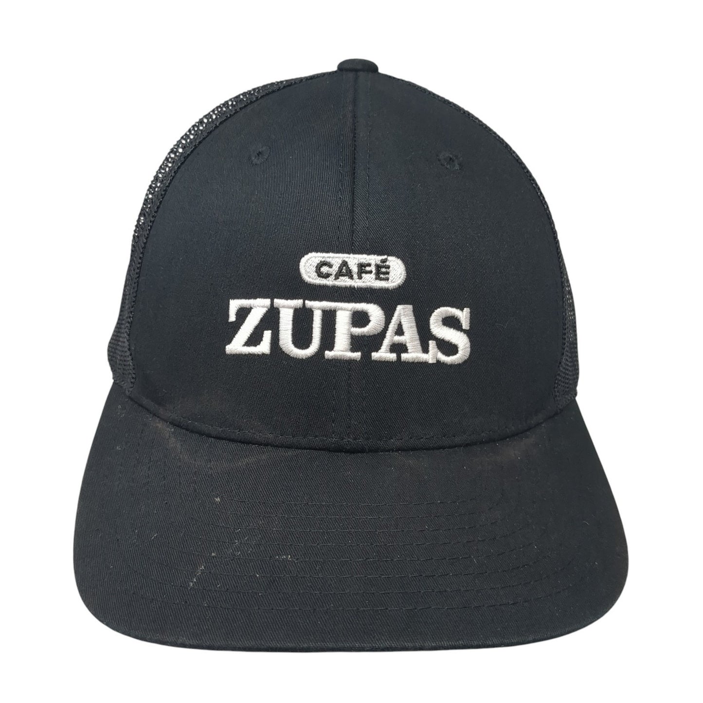 Cafe Zupas Snapback Mesh Back Trucker Hat Black One Size Solid Yupoong