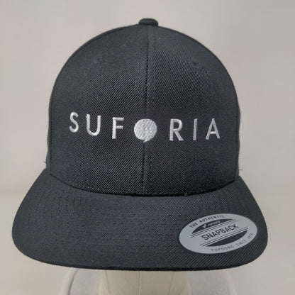 Suforia Snapback Hat Black One Size Embroidered Adjustable 6 Panel