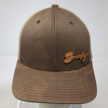 Yupoong Trucker Hat Brown One Size Brundage Leather Patch Mesh Back Snapback
