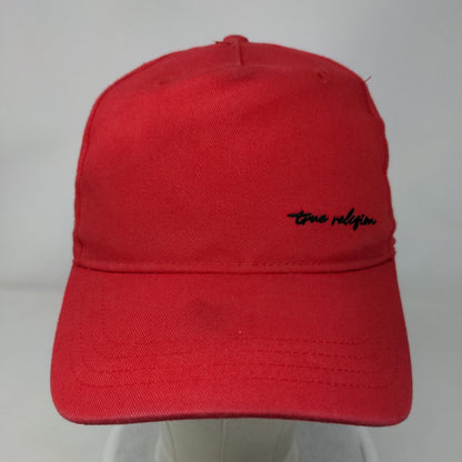 True Religion Snapback Hat Red One Size Embroidered Adjustable Vent Holes