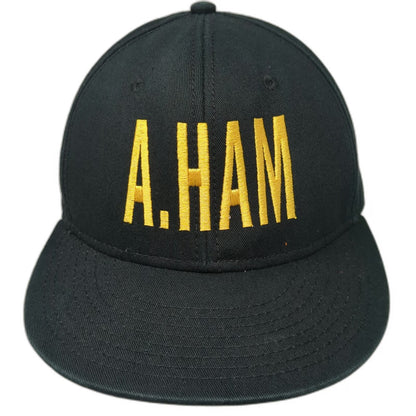 Otto Snapback Hat Black One Size Hamilton Musical Embroidery Flat Gray Brim