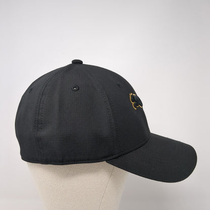Puma Logo Fitted Hat Black L/XL Embroidered Stretch Solid 6 Panel