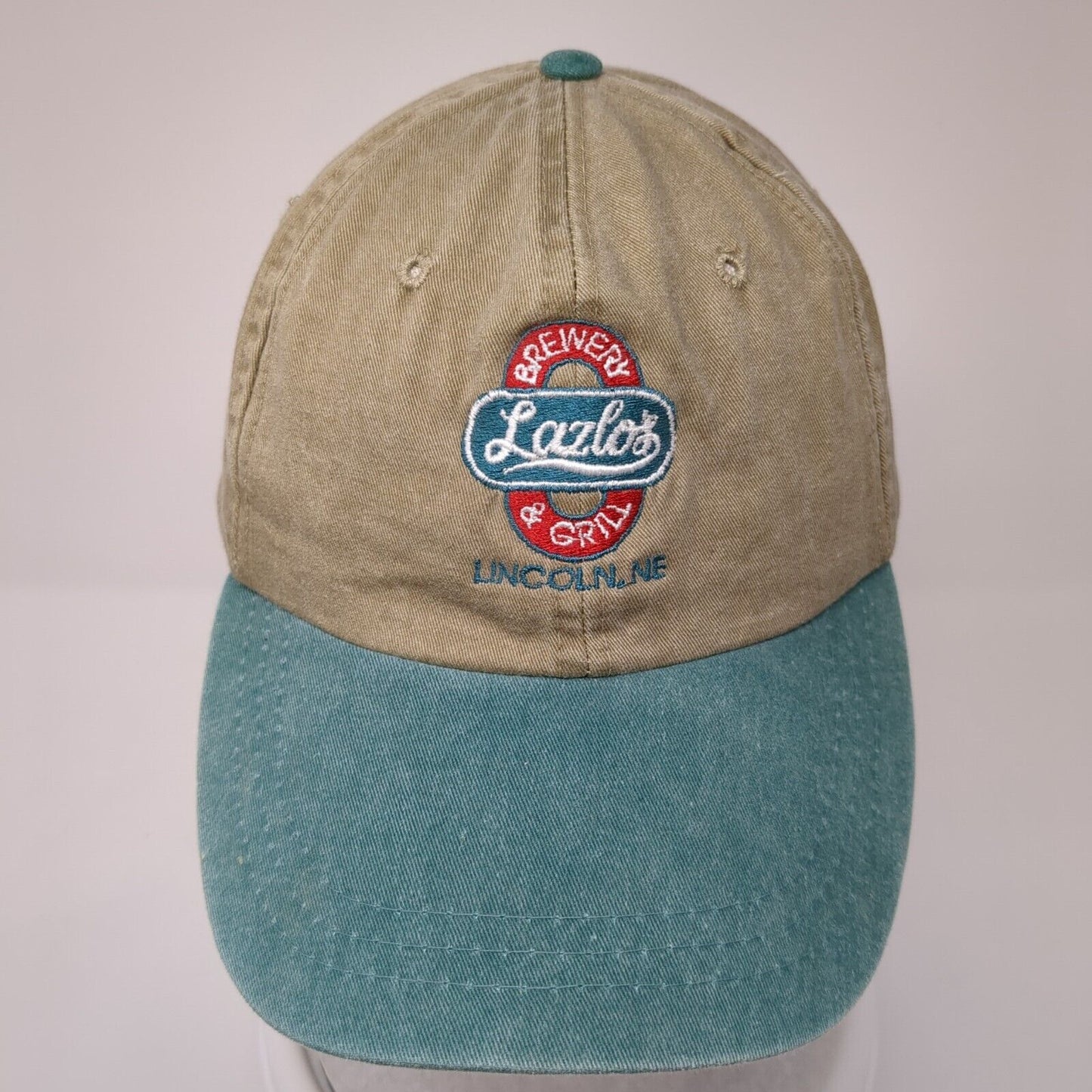 Lazlo's Brewery & Grill Slideback Hat Multi One Size Leather Strap Adams