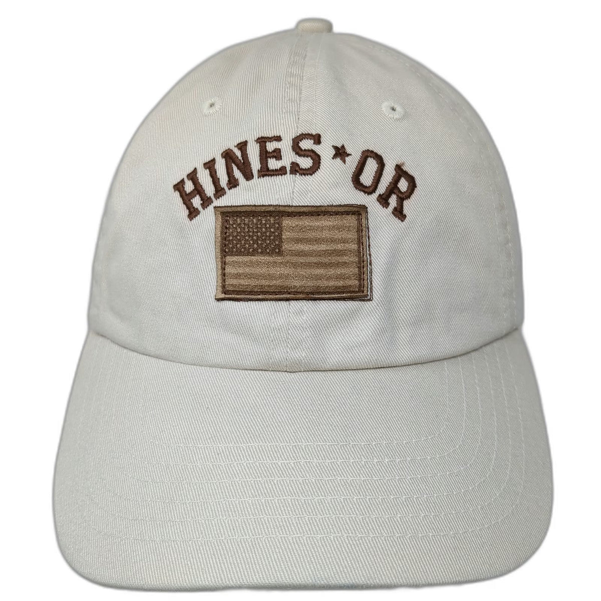 My Town Originals Baseball Cap Beige One Size Embroidered Hines Oregon Flag Hat
