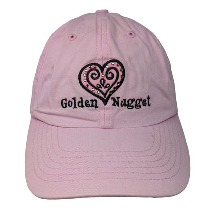 Golden Nugget Slideback Hat Pink OSFA Adjustable Embroidered Rhinestone