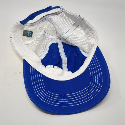 PHE Strapback Trucker Hat Blue One Size Mesh Back District Colorblock
