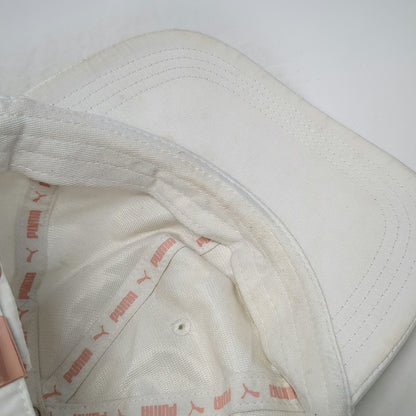 Puma Baseball Cap White One Size Gold Metallic Logo Slideback Polyester OSFA Hat