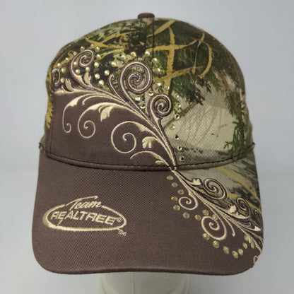 Team Realtree Women's Slideback Hat Brown Camo OSFA Embroidered Logo