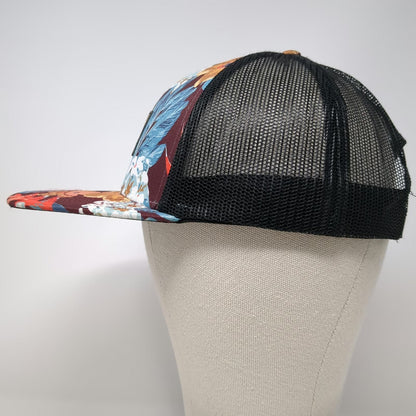 Dakine Trucker Hat Purple One Size Floral Mesh Fishing Leather Patch Tropical
