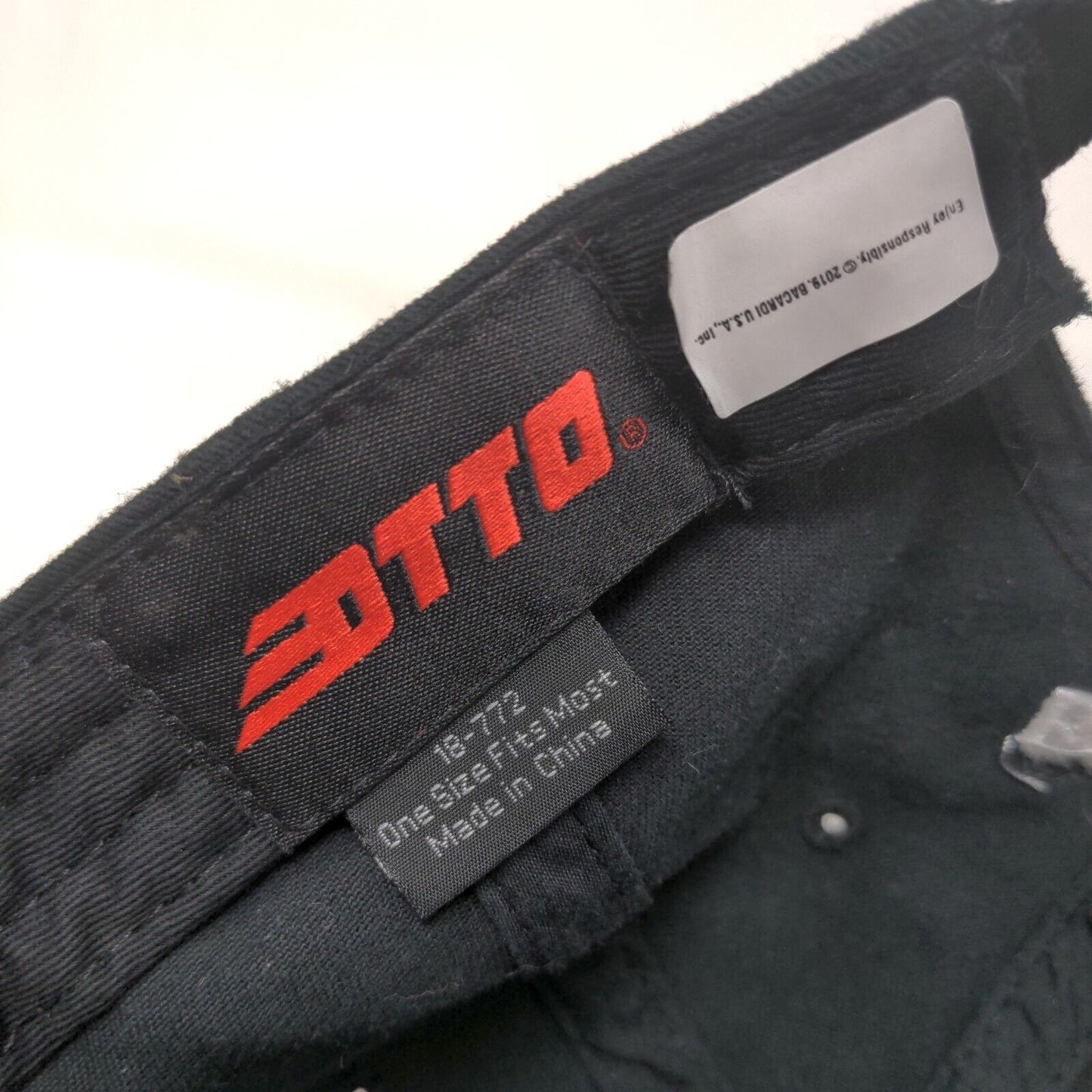 Rum + Cola Bacardi Slideback Hat Black OSFM Adjustable Otto Logo