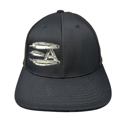 Pacific Headwear Fitted Mesh Back Trucker Hat Black 6 7/8-7 3/8 Feathers
