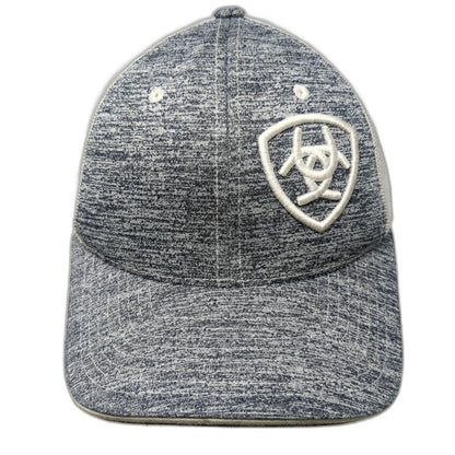 Ariat Trucker Hat Gray White One Size Mesh Back Snapback Heathered Shield Logo