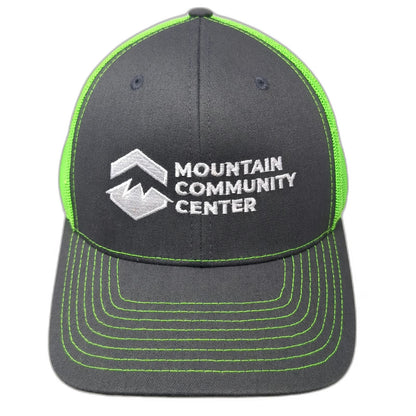 Richardson Trucker Hat Gray Green One Size Mountain Community Center Snapback