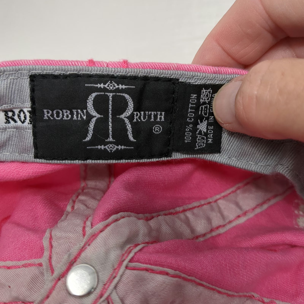 Robin Ruth Baseball Cap Pink One Size Washington DC Floral Distressed Hat