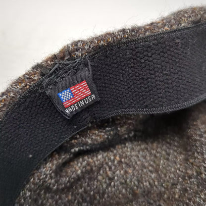 ExOfficio Army Cap Hat Brown Brown Tweed Made in USA Houndstooth Band Vintage