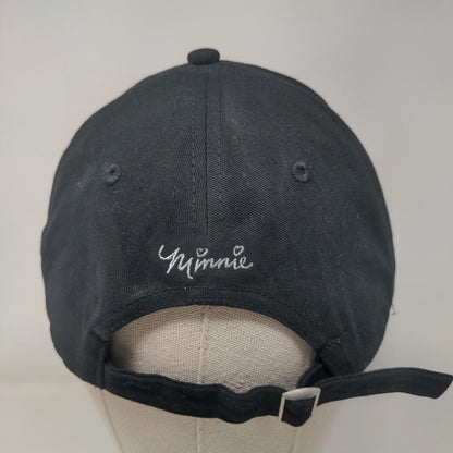 Minnie Mouse Slideback Hat Black One Size Adjustable Embroidered Disney