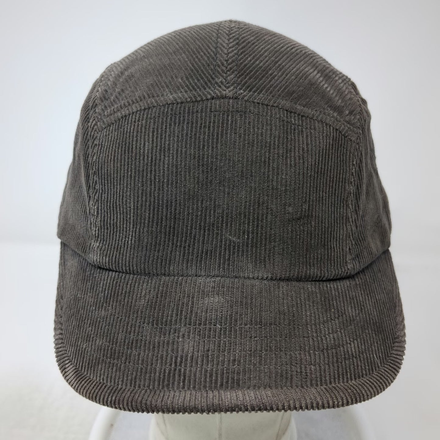 Chocolate Army Cap Gray One Size Corduroy 5 Panel Adjustable Strapback Hat