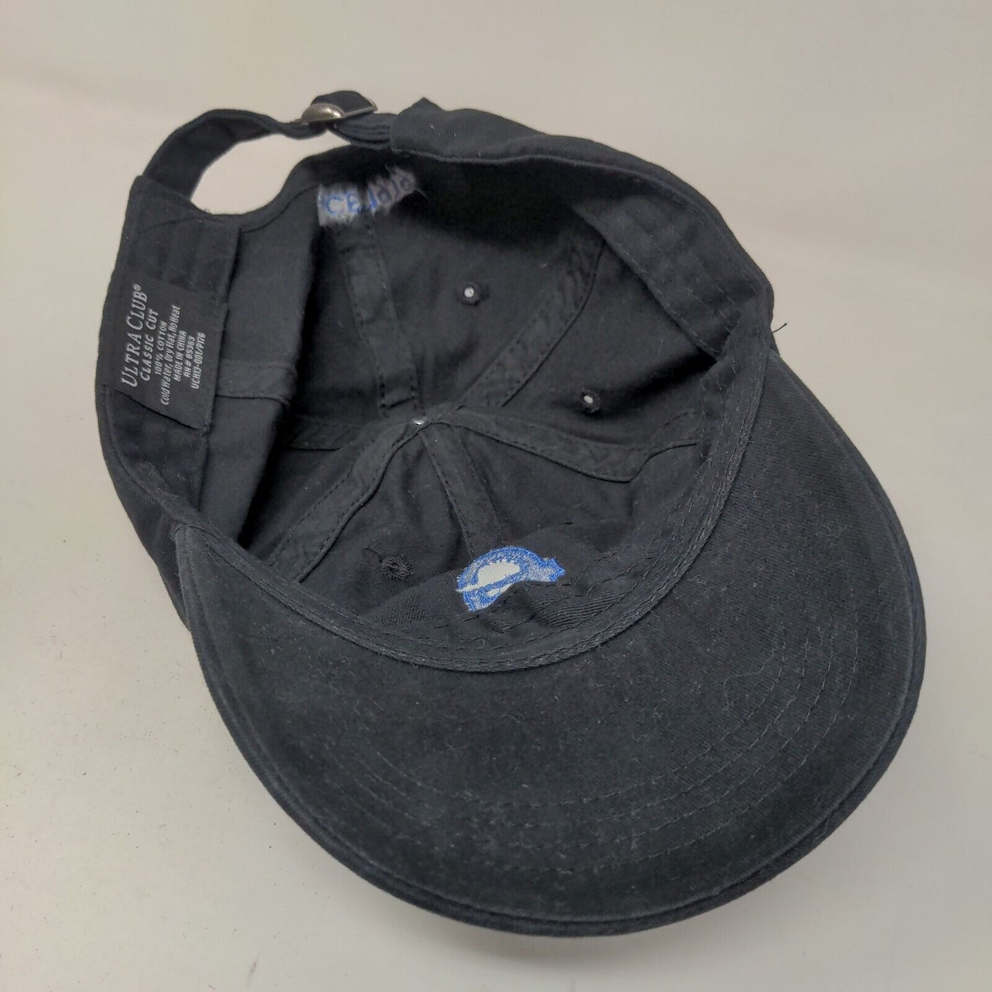 Ultra Club Men's Slideback Hat Black Embroidered FA Logo 100% Cotton