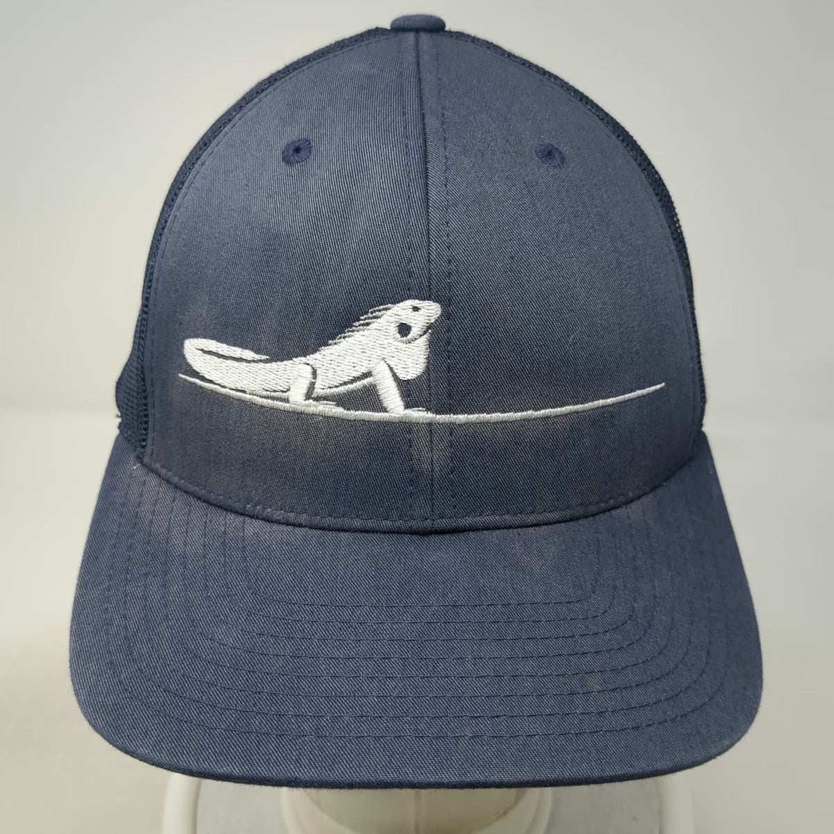 Yupoong Trucker Hat Blue One Size White Iguana Mesh Snapback Baseball Cap