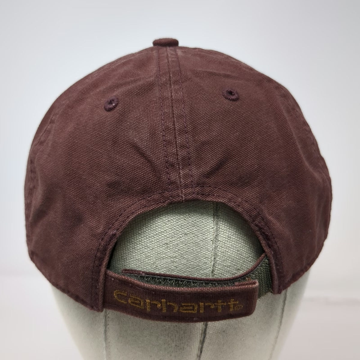 Carhartt Baseball Cap Brown One Size Hat Leather Patch Logo Strapback Canvas