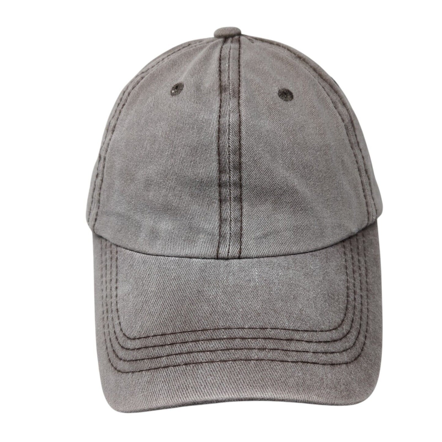 Unbranded Strapback Ponytail Hat Brown One Size Adjustable Solid Blank