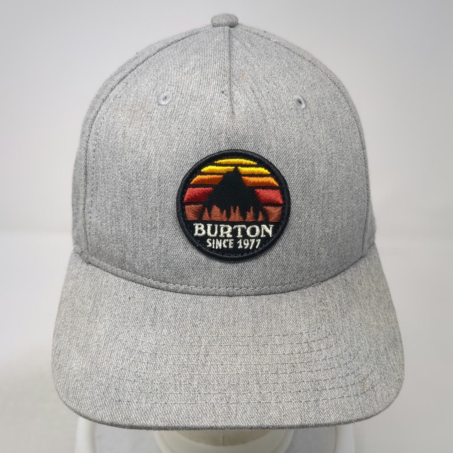 Burton 5 Panel Gray One Size Mountain Sunset Patch Snapback Hat High Profile