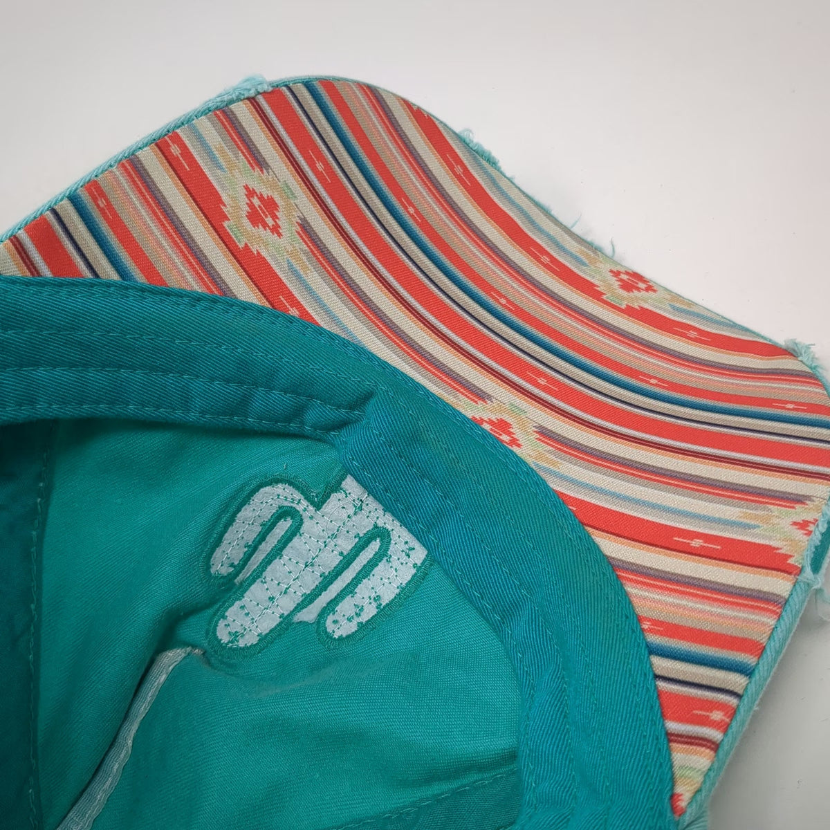 KBETHOS 5 Panel Blue OSFM Cactus Frayed Strapback Hat Southwest Serape Stitch