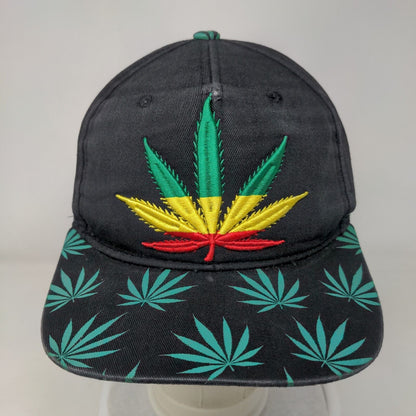 Weed Leaf Marijuana Kush Snapback Hat Black OSFA Embroidered Premium