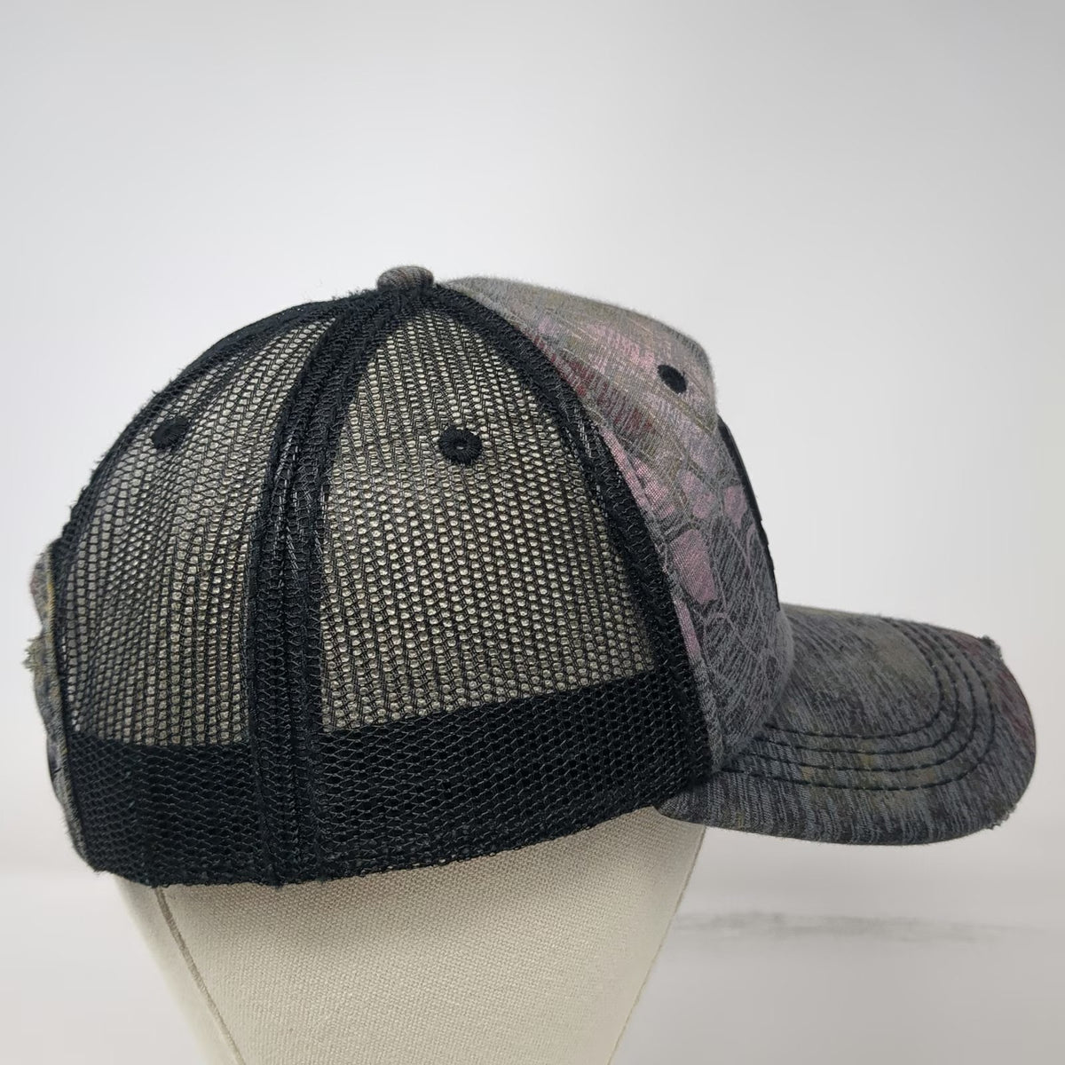 Affliction Trucker Hat Gray One Size Distressed Brim Camo USA Flag Snapback